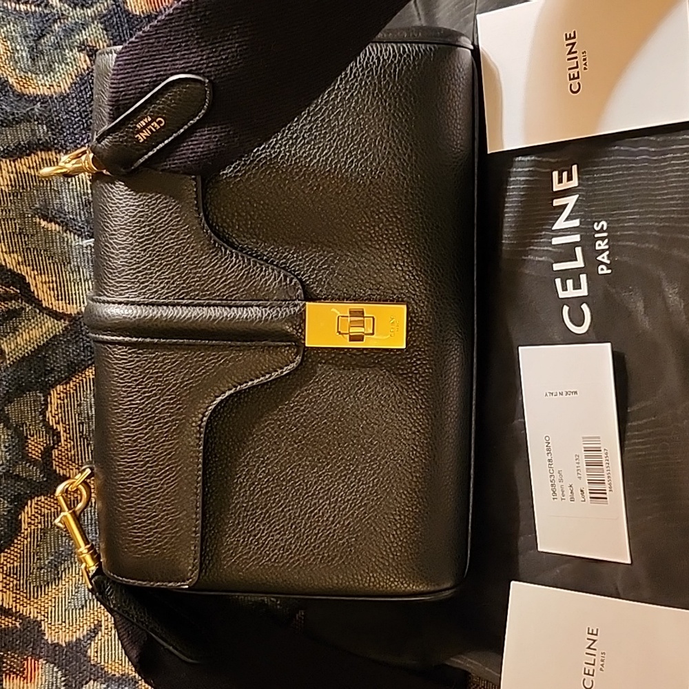 XX SOLD XX Celine Teen Soft 16 Black Supple Grained Leather NWT